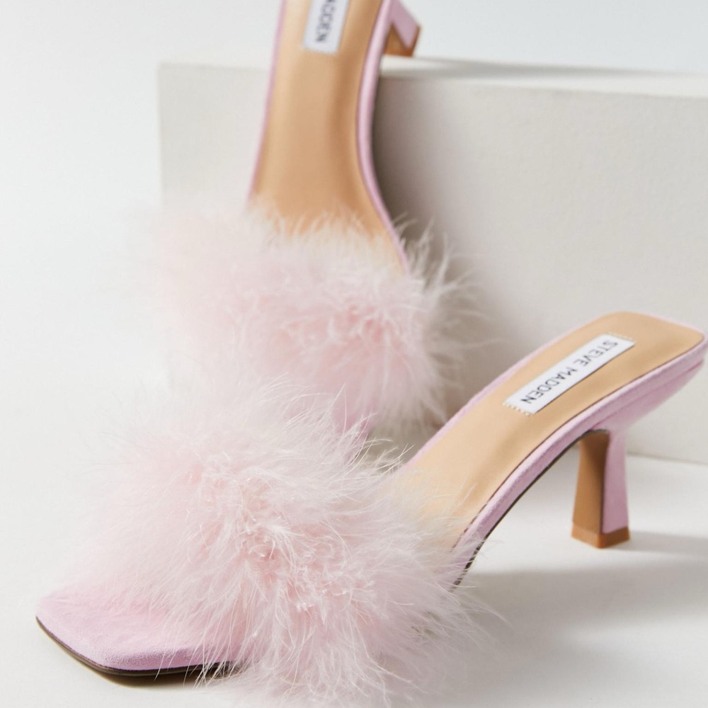 Steve Madden Karoo Suede Leather Feather Mules Slides SZ8